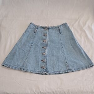 Denim Button-Front A-Line Skirt - Bebop Clothing